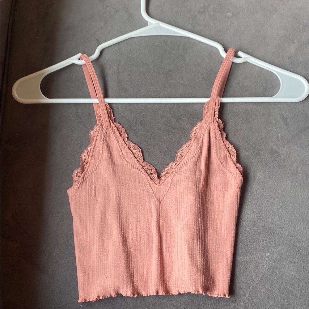 Forever 21 Pink Ribbed Crop Camisole